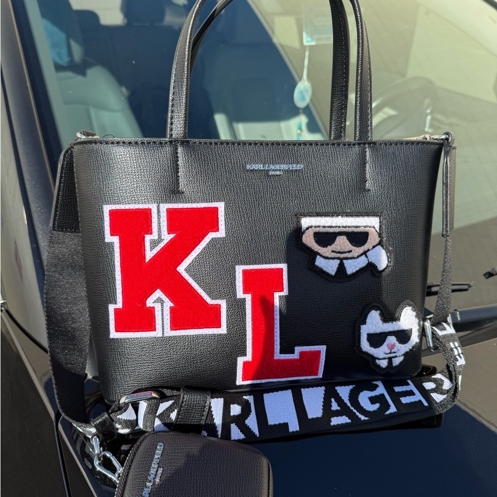 Karl Lagerfeld Black handbag with Red and White Details